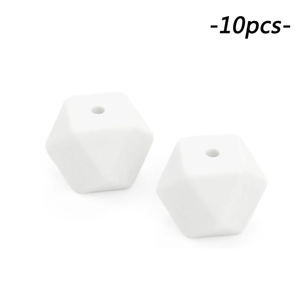 snow LOFCA 10 шт./лот шестигранные бусины 17 мм геометрические силиконовые бусины BPA бесплатно детские жевательные прорезыватели зубопрорезыватель соска зажим - Цвет: snow