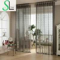 slow soul dark gray new exquisite jacquard curtain fabric hollow high grade pleated curtains tulle for living room kitchen sheer