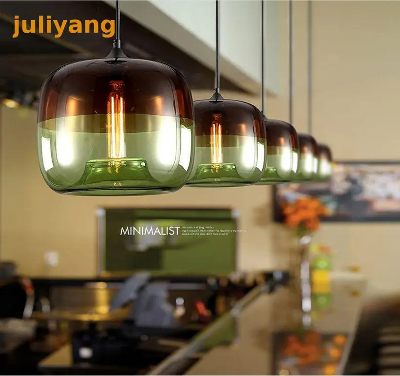 

Scandinavian creative electroplating apple glass restaurant lamps modern simple single bar LED pendant light