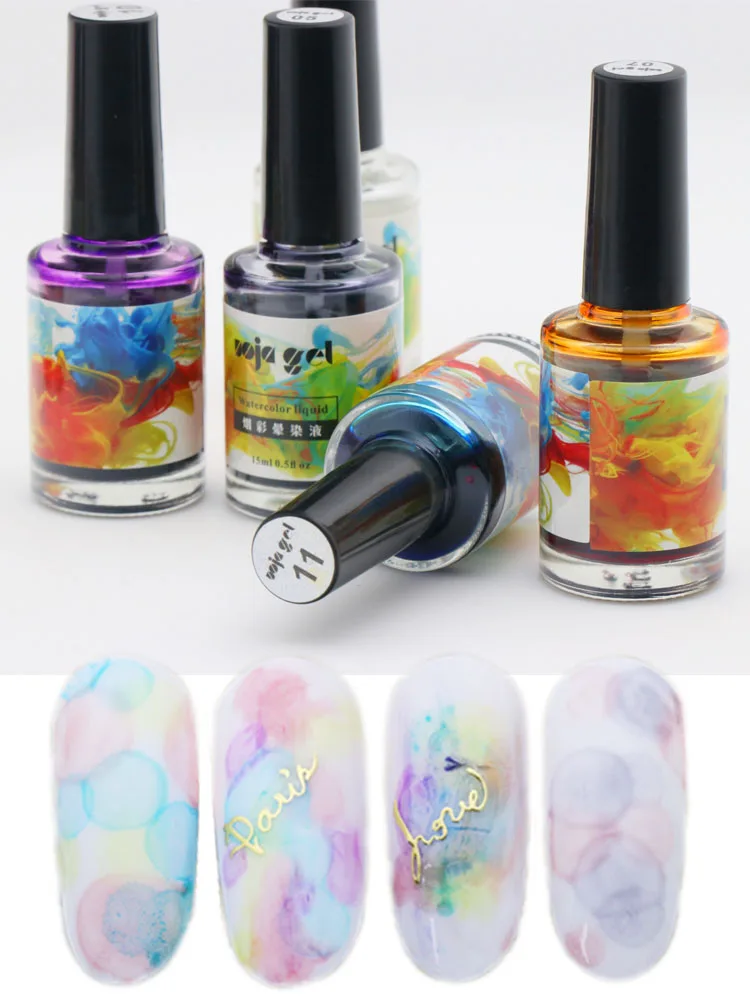Гель лак для ногтей с чернилами УФ акварельные дымчатые пузырьки чернила