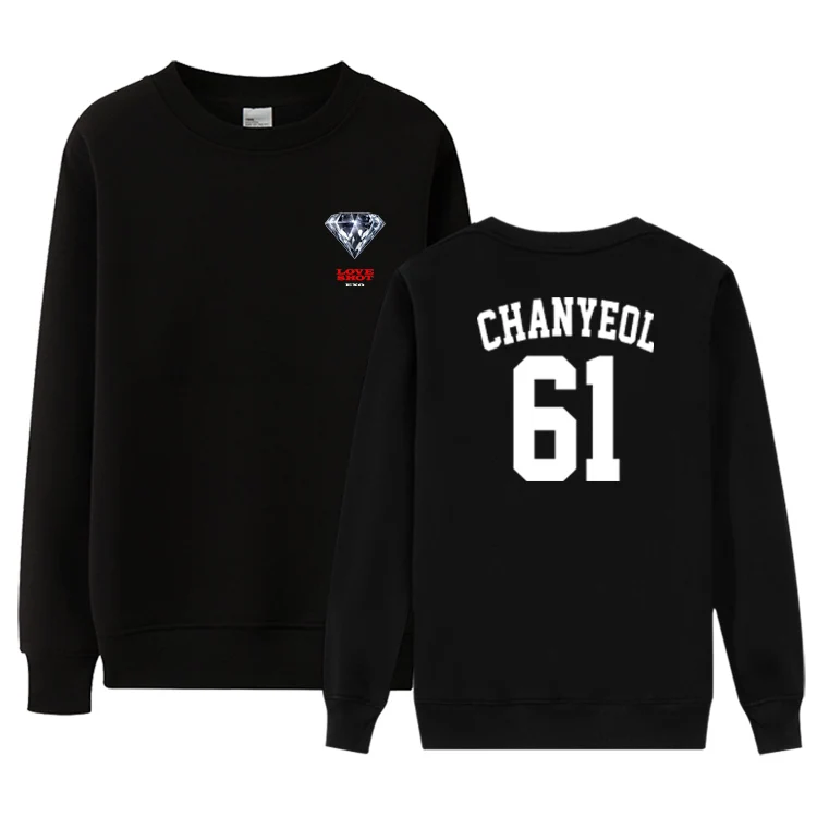 Новинка черный тонкий Свитшот EXO с надписью love shot и названием члена в альбоме kpop