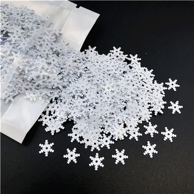 7mm PET 600pcs 1 упаковка мульти размер 5 мм-19 мм белая Снежинка Форма блестки Швейное Ремесло Рождественское украшение белые Navidad украшения цветок блесток - Цвет: 7mm PET 600pcs