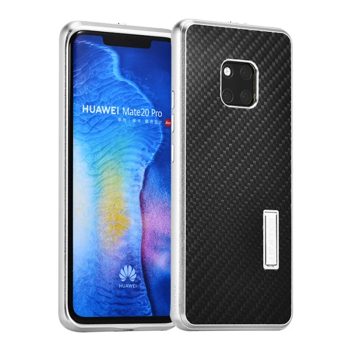 Silver Bumper Black IMatch настоящий карбоновый и алюминиевый металлический чехол для huawei mate 20/Pro роскошный чехол с полной защитой для huawei mate 20 чехол - Цвет: Silver Bumper Black