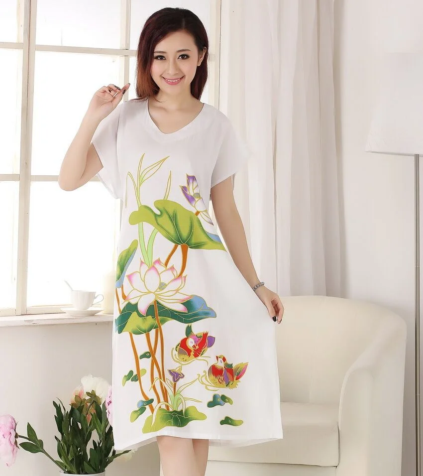 Style 1 Женская одежда для сна, модная ночная сорочка, халат, банный халат, хлопковый топ для сна, ночная рубашка, Nuisette Pijama Mujer, один размер, X34023 - Цвет: Style 1