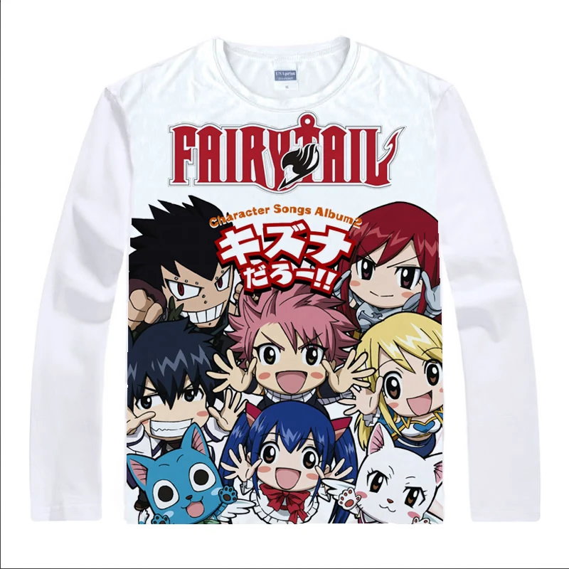 Аниме рубашка Coolprint футболки с хвостом феи мульти стиль длинным рукавом рисунком