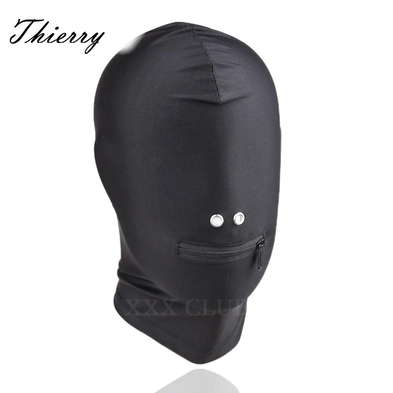 Тьерри на молнии растягивающийся капюшон без глаз игры для взрослых Фетиш SM