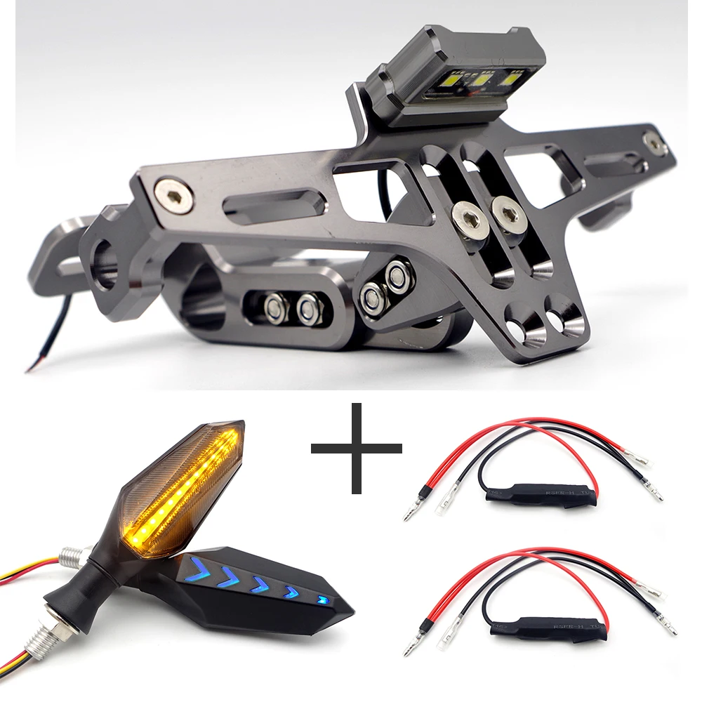 Titanium 2 decoders Для honda cb125r suzuki burgman honda cbr 250r Suzuki нарушителя yamaha xt660r мотоцикл светодиодный Кронштейн номерного знака держатель CNC - Цвет: Titanium 2 decoders