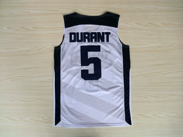 SG Free Shipping New 2014 brand men USA #5 DURRNT WHITE Throwback Stitched Basketball Jersey Plus size M-XXL TOP QUALITY | Спорт и