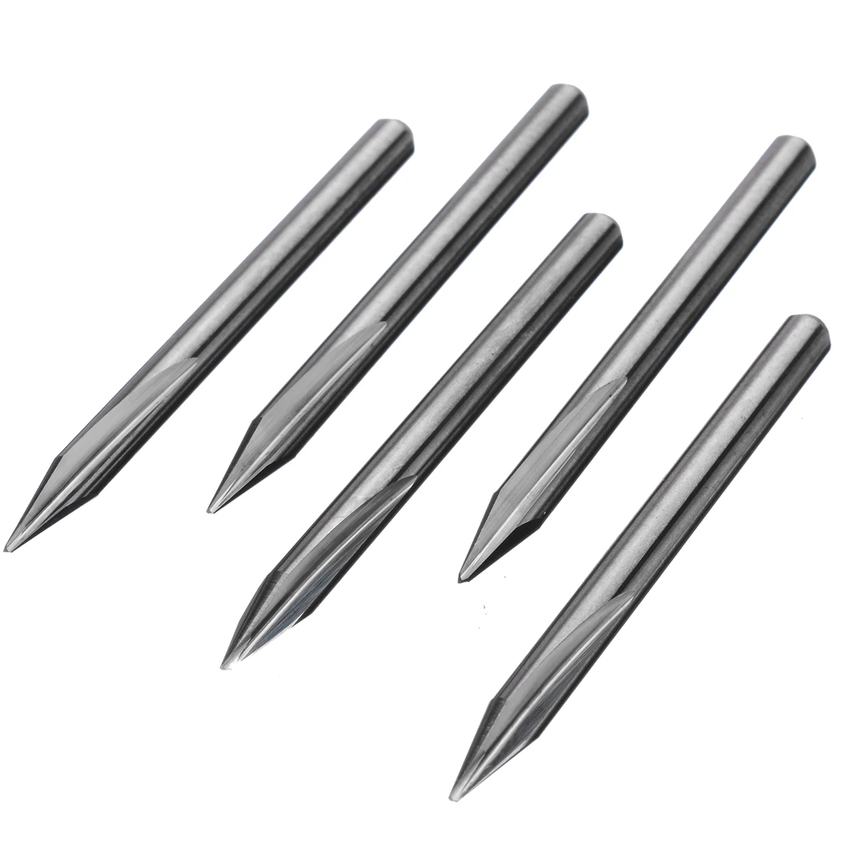 5 шт. 30 градусов 3,175 мм хвостовик карбида вольфрама двойная флейта прямая гравировка бит для дерева CNC резьба V бит резьба станок инструмент