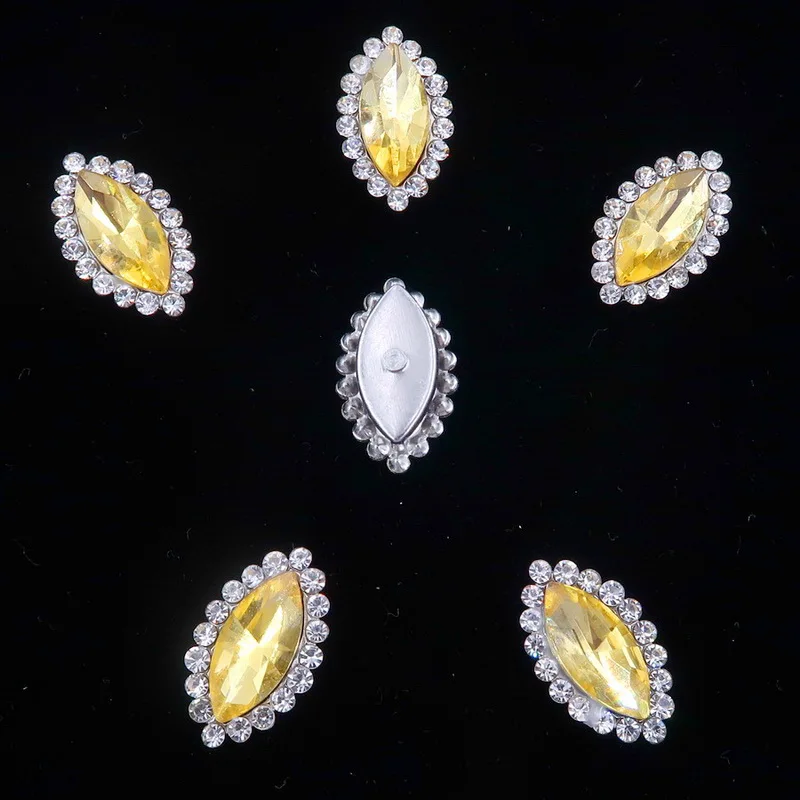 A13 Topaz 4*8 мм 7*15 мм стеклянный кристалл со стразами в серебряном когтях настройки маркиза огранка маркиза пришить на свадьбное платье со стразами diy - Цвет: A13 Topaz