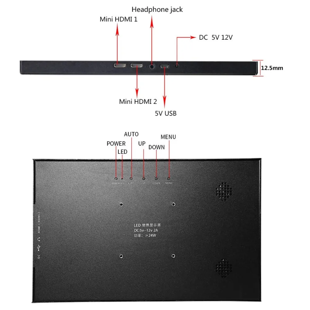 Портативный монитор для ПК 15 6 дюйма ЖК дисплей HDMI PS3 PS4 Xbox 1080P Raspberry Pi 3B 2B Windows 7 8 10 cctv