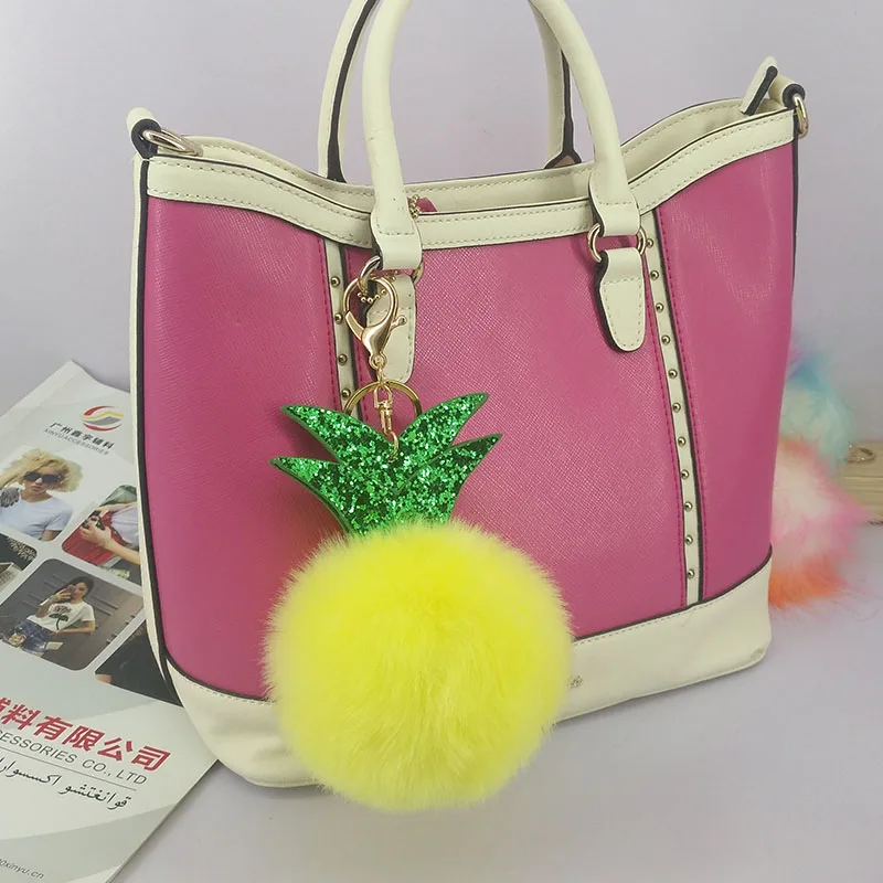 Mini Pineapple Puffy Ball Key Chains Handmade Pompom Pendant Jewelry Charms Ring Bags Decor Ornament Keychain Toys Gift | Ювелирные