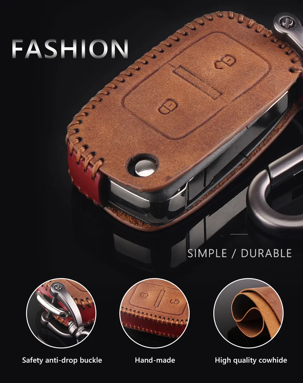 Кожаный чехол для ключей от автомобиля KEYYOU, чехол для VW Volkswagen Amarok Polo Golf MK4 Bora Jetta Altea Alhambra, брелок для ключей