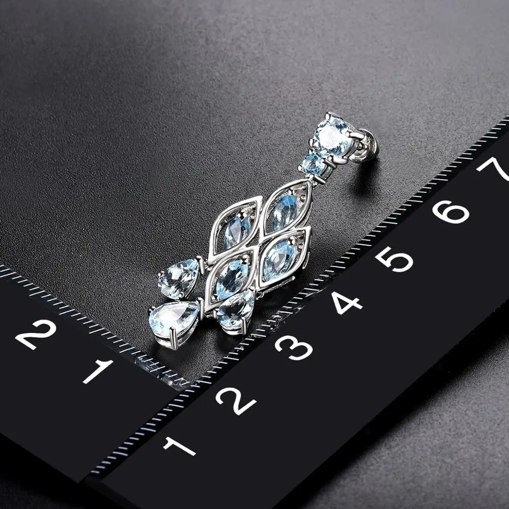 Hutang 7.30ct голубой топаз серьги-гвоздики натуральный драгоценный камень 925 пробы серебро изысканные Элегантные классические синие ювелирные изделия для женщин новые