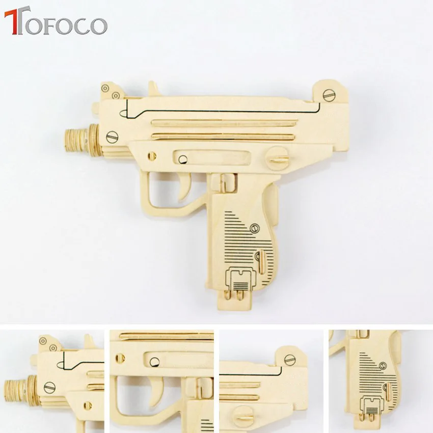 TOFOCO новинка Деревянный 3D пистолет-головоломка модель игрушка для мальчика