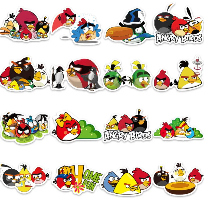 100 шт./лот, наклейка с героями мультфильмов Angry Bird для сноуборда, ноутбука, багажа, холодильника, автомобиля, Виниловая наклейка s
