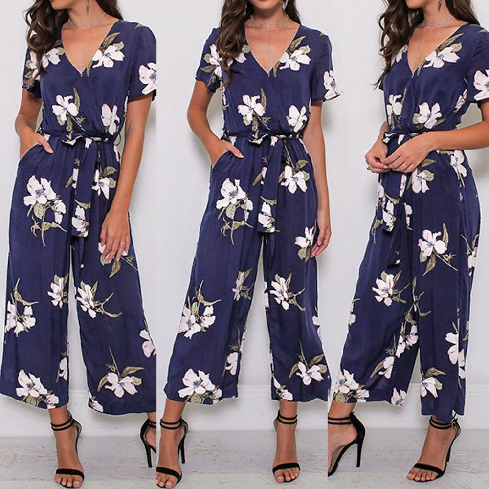 Для вечерние V образным вырезом свободные богемные Praty Playsuit Дамы партии Ползунки