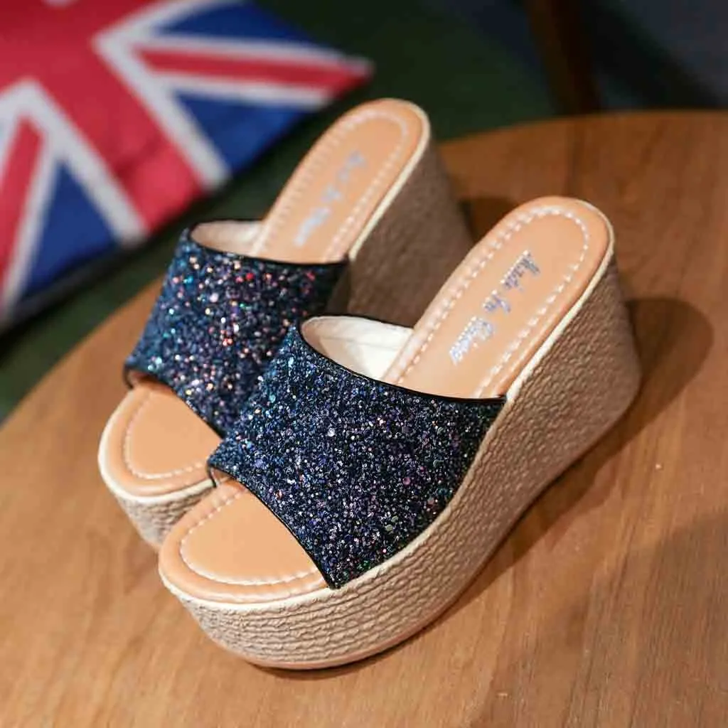 SAGACE/тапочки на высокой танкетке женская обувь летние женские шлепанцы платформе