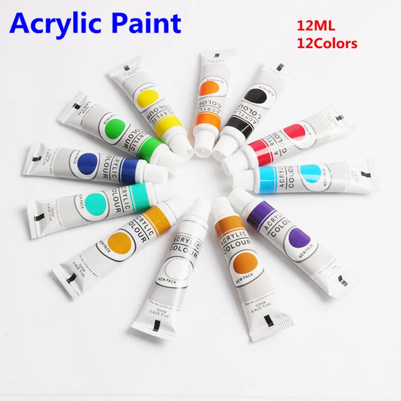 

12 Colors Acrylic Paint Color Set Professional Acrylic Paints Pigment for Artists 12 Tubes 12ML Nail Art Painting Drawing Tool