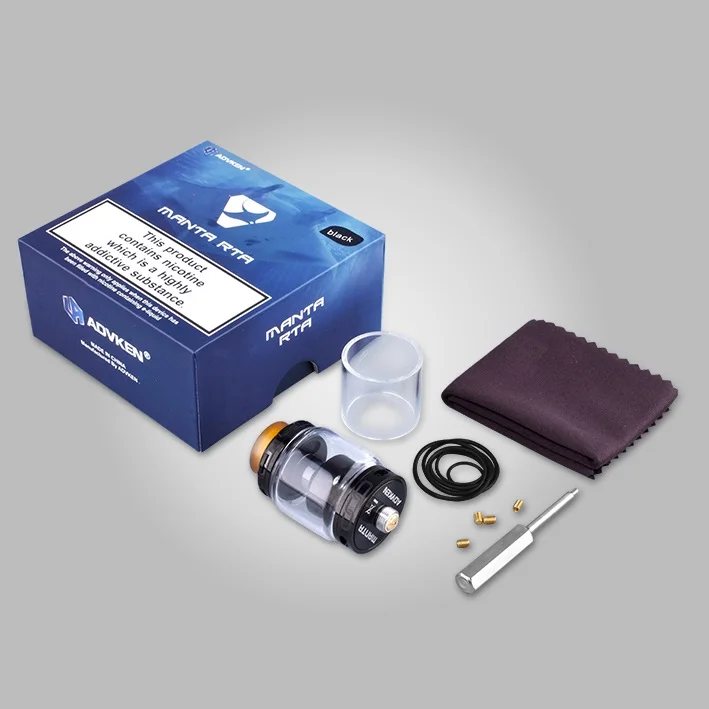 Authentic Advken Manta RTA Tank Atomizer 24mm 5ml/3.5ml Capacity Big Refill Hole 810 drip tip 510 thread electronic cigarette|rta tank atomizer|tank