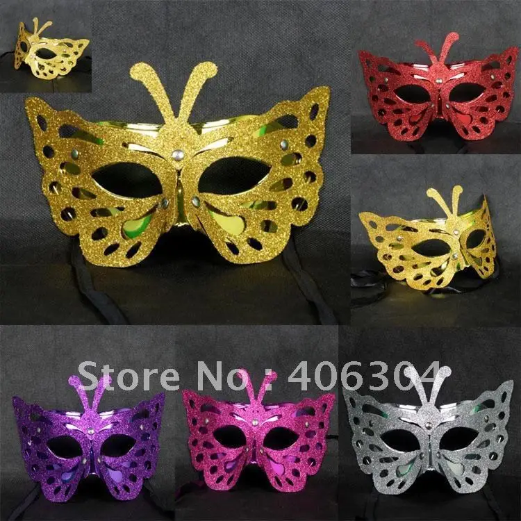 Бесплатная доставка бабочка мигает маска на Хеллоуин и Рождество вечерние