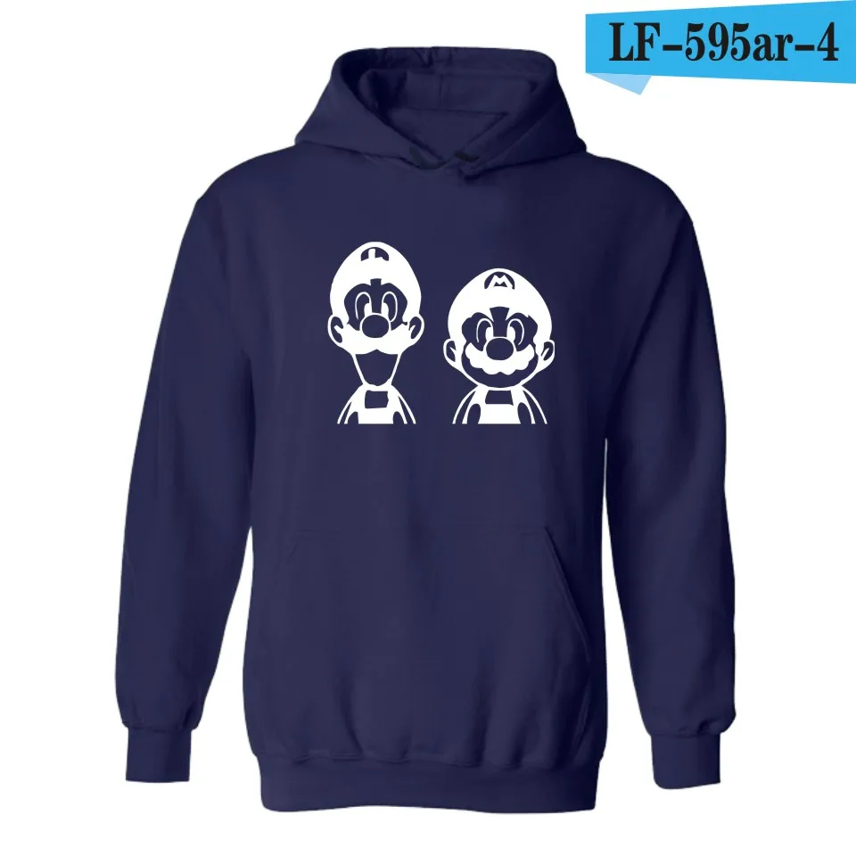 navy blue Супер мариорун толстовки с капюшоном для мужчин Забавный Мультфильм Аниме толстовки и свитшоты для пары Зимняя мода черная одежда XXS-4XL - Цвет: navy blue