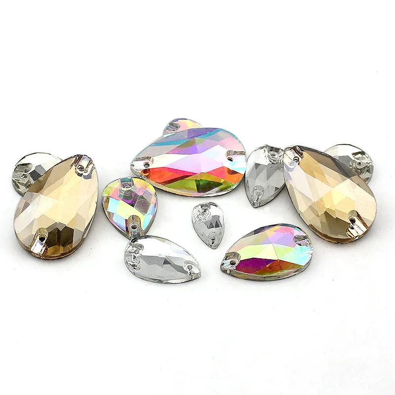 Стразы для шитья стеклянные кристаллы прозрачные AB украшения свадебного платья