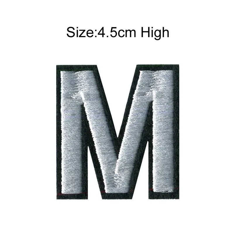 Aria M 1 шт. A-Z 0-9 белый Arial Английский алфавит буквы Смешанные Вышитые железные на нашивках пришить на сумку для одежды мешок брюки(45 мм высота - Цвет: Aria M