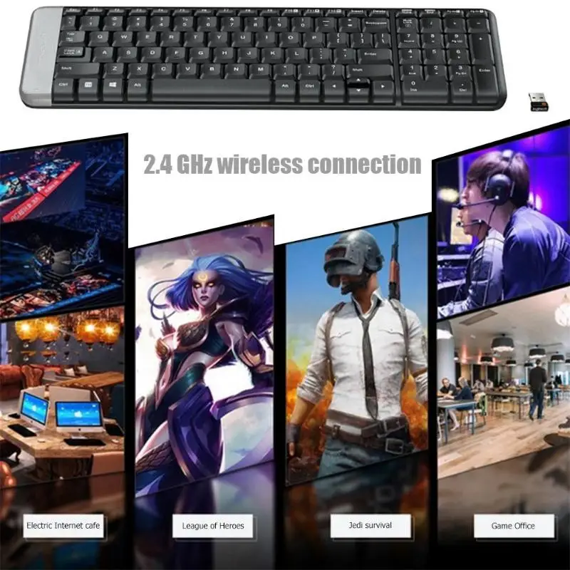 Logitech K230 немой Беспроводной Клавиатура 2,4 ГГц USB приемник Офис клавиатура для настольных ПК
