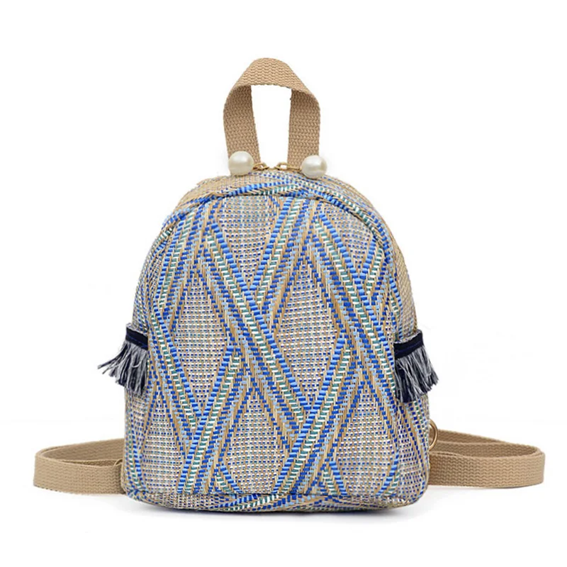 Модные Плетеные рюкзаки с травой и соломой женская летняя дорожная сумка через