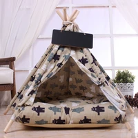 solid wood pole dog tent with cushion pet tent comfortable cotton kennel cute kennelblackboard not included