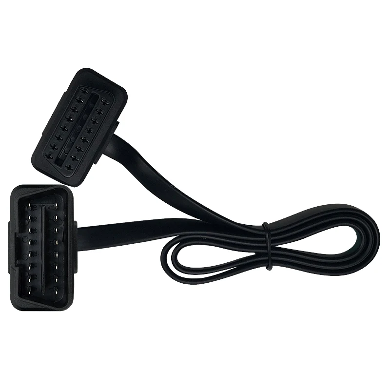 60 см плоский тонкий как лапша OBD 2 OBD2 ELM327 адаптер 16 контактный штекер гнездо