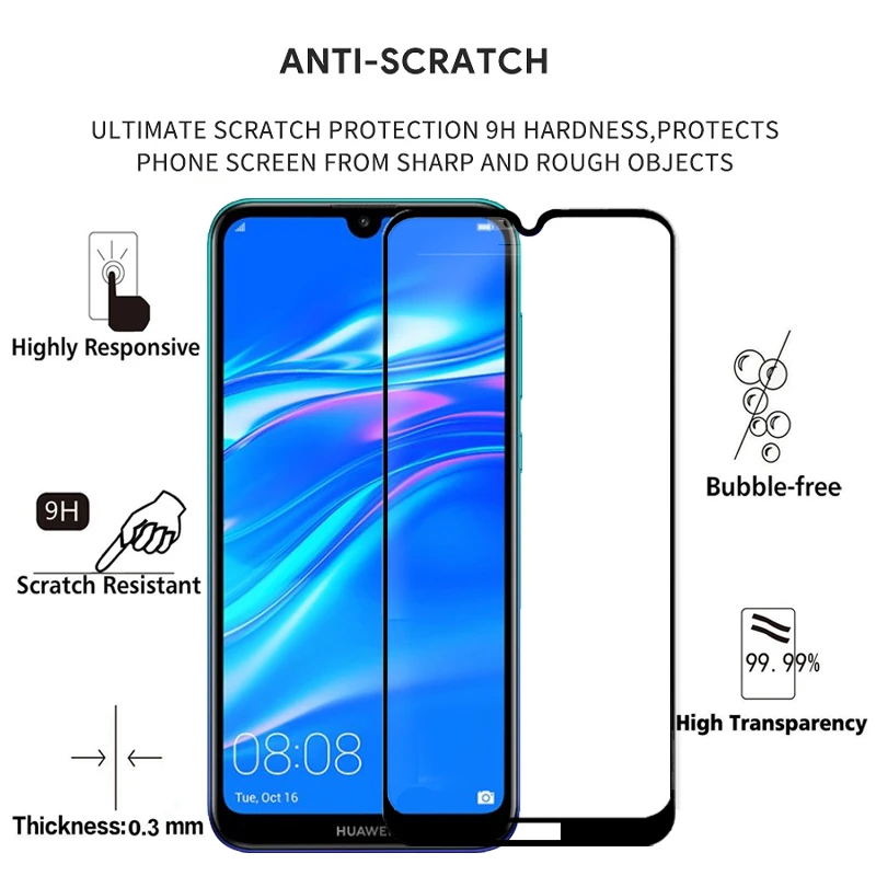 2 шт. 100% оригинальное закаленное стекло с полным покрытием для Huawei Enjoy 9 защитная