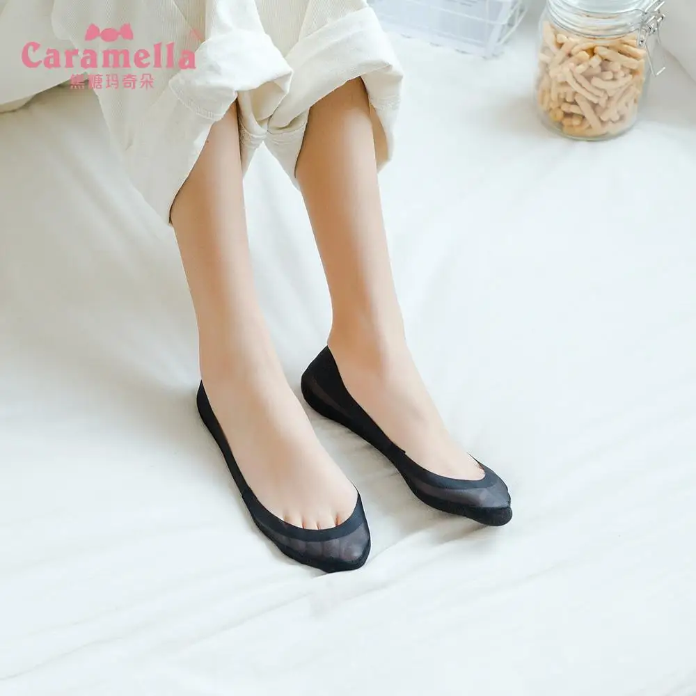Caramella Top Quality Hot Sale Women Socks Cool No Allergy Summer Transparent Ice Skin Boat Girls Nylon Breathable | Женская одежда