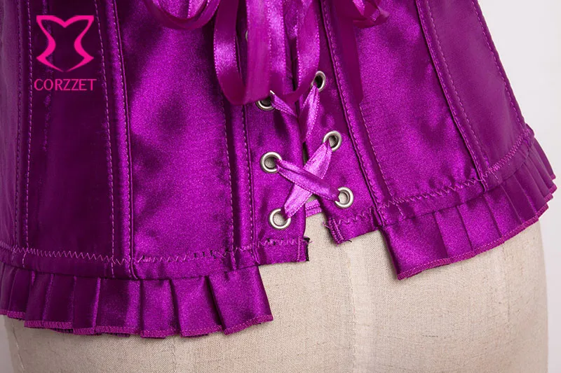 Ruffle Trim Satin со стразами Espartilhos корсет корсетные Overbust Белый Бюстье сексуальный готический свадебные корсеты и бюстье