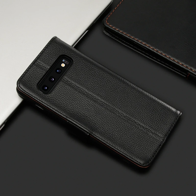 Футляр из натуральной кожи S10 Plus для Samsung Galaxy Real S10e Полная защита крышка-бумажник на подставке