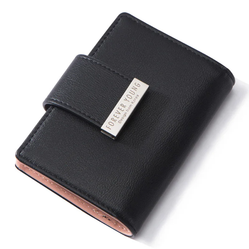 WEICHEN 20 Slots Women Card Holders Brand Designer Ladies Credit Card Wallet Female Fashion Leather Business Card Cover Case NEW - Цвет: Black