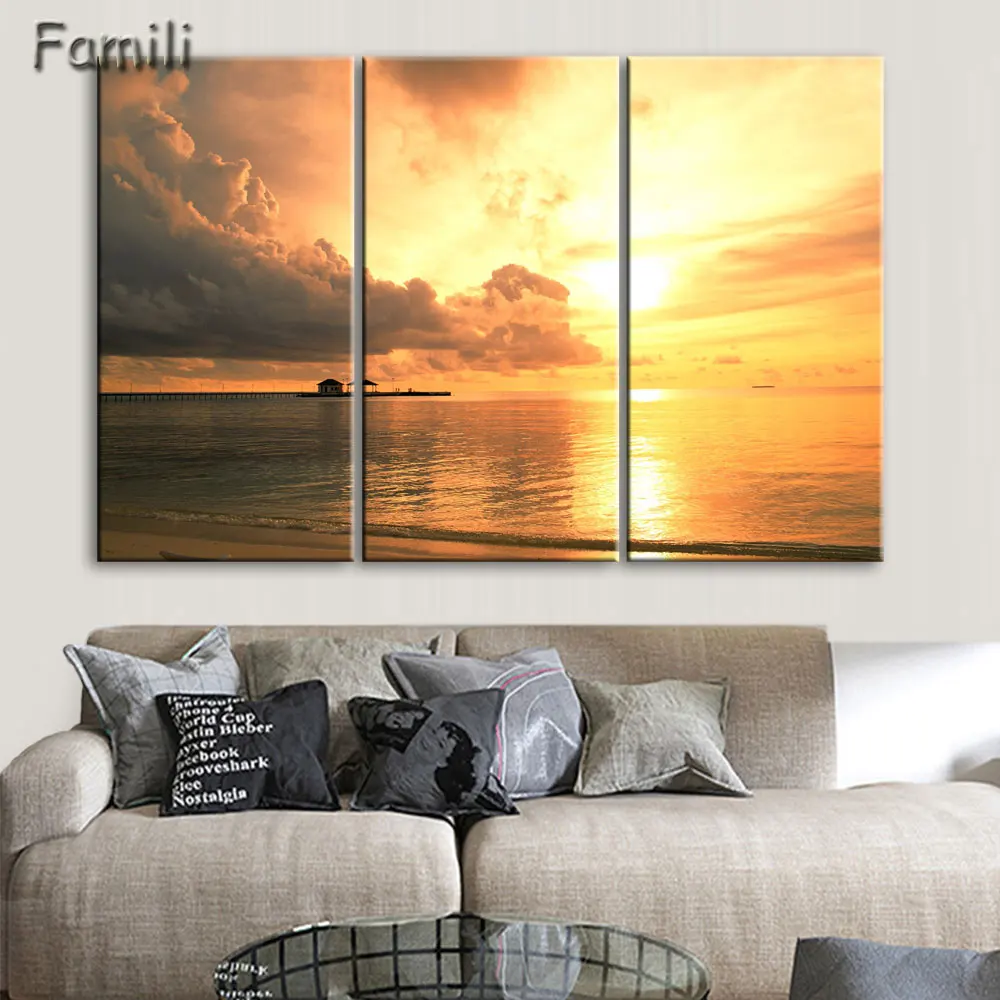 3 шт. морской плавательный бассейн пейзаж современная живопись маслом рисование