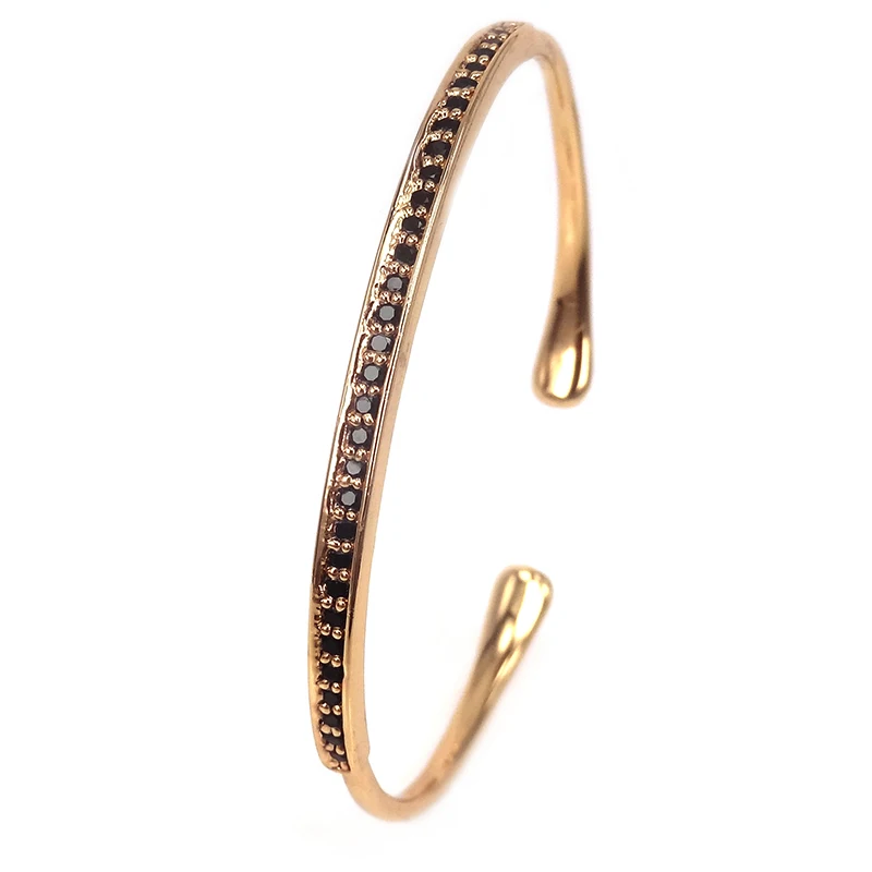 Известный бренд серебряный цвет мужской браслет манжета микро проложить Черный