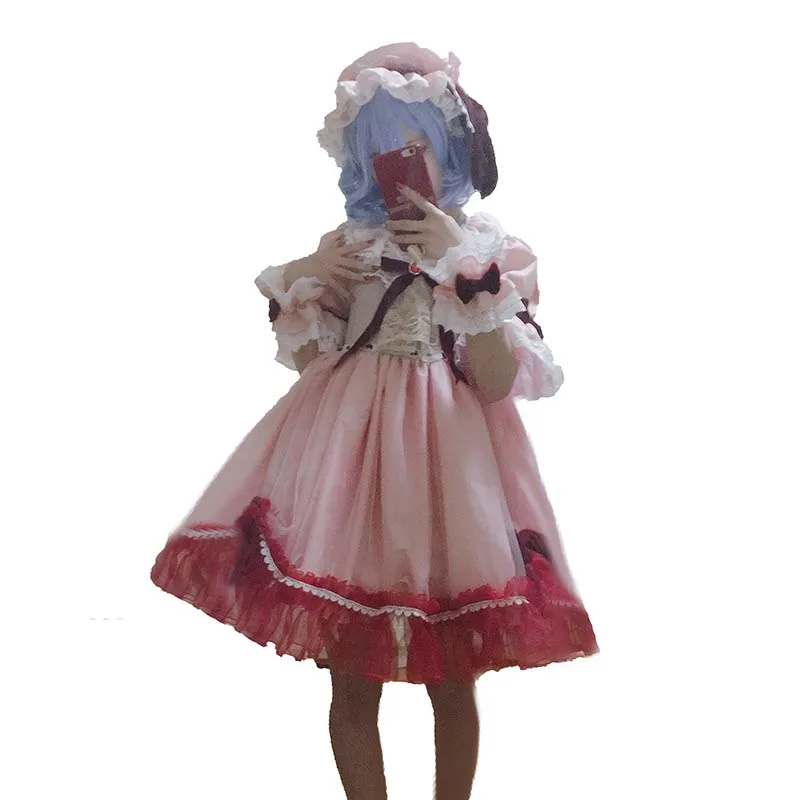 Touhou Project Косплей Remilia Scarlet костюм платье + шляпа| |