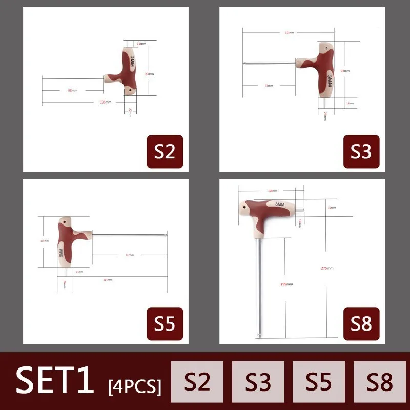 Set 1 LIJIAN Т-образная ручка Набор шестигранных ключей плоская шаровая Головка аппаратная розетка ручные инструменты Аллен ключ Ремонт прочная отвертка бионический гаечный ключ - Цвет: Set 1