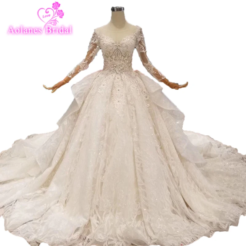 Ryanth Robe De Mariee 2019 новое бальное платье с длинным рукавом и круглым вырезом