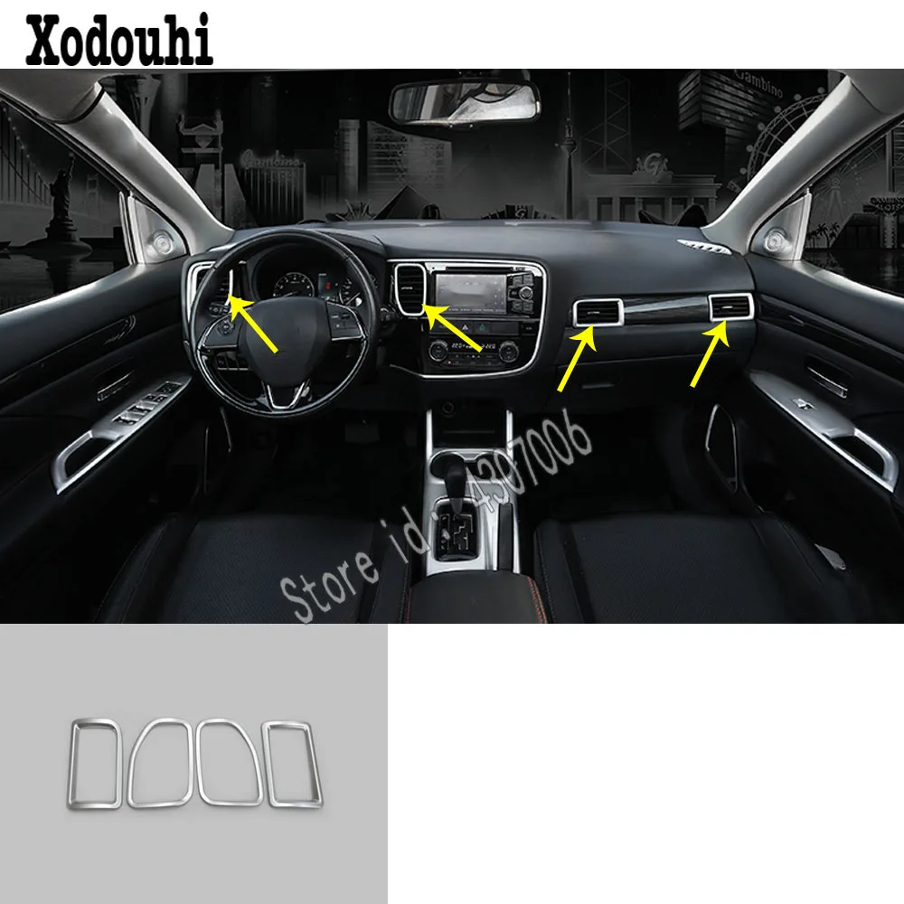 

Car ABS Silver Vent Outlet Middle Air Condition Panel Control Trim Frame Lamp 4pcs For Mitsubishi Outlander 2016 2017 2018 2019