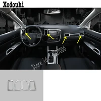 car abs silver vent outlet middle air condition panel control trim frame lamp 4pcs for mitsubishi outlander 2016 2017 2018 2019