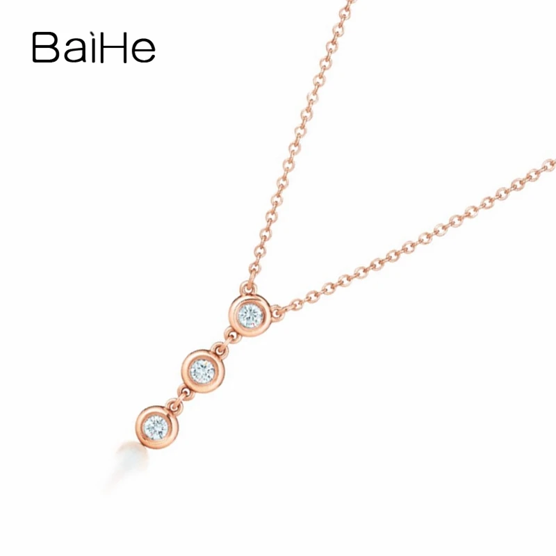 BAIHE однотонные 18K розовое золото 0.24CT природные Бриллианты Женские подарок на