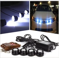 fugsame led drl 412w strobe flash eagle eye led car light with remote control 100 waterproof drl warning light bulb white