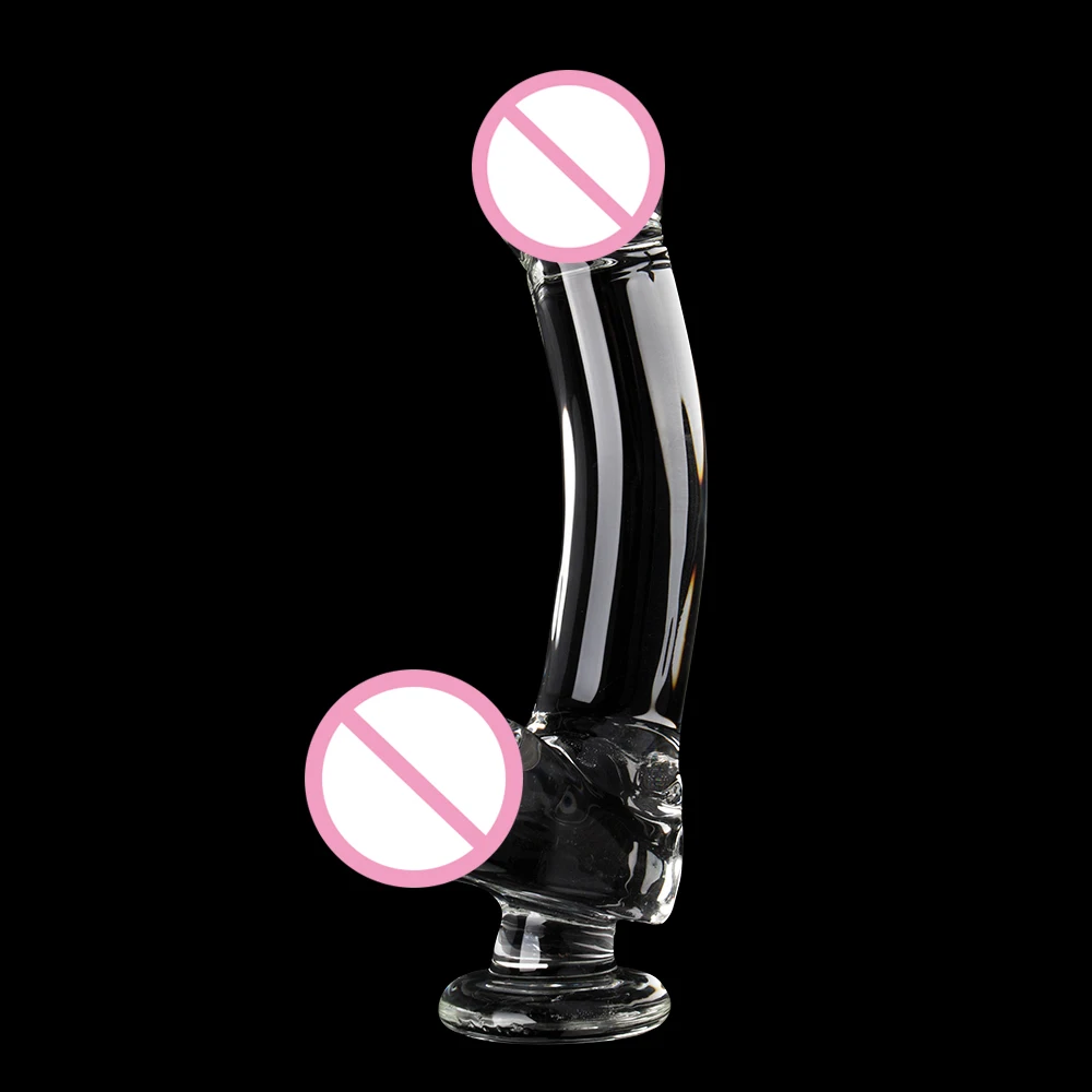 Изогнутый 9 дюймовый большой прозрачный стеклянный фаллоимитатор прозрачное
