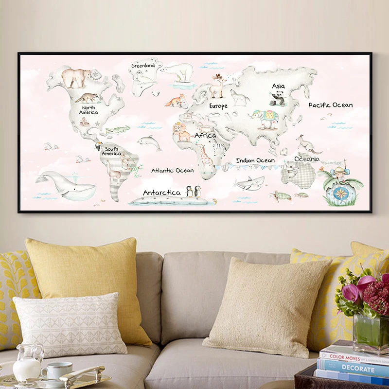 Printed Poster Canvas Painting Art Print Picture Wall Modern World Map For Bedroom Home Decor Nordic | Дом и сад