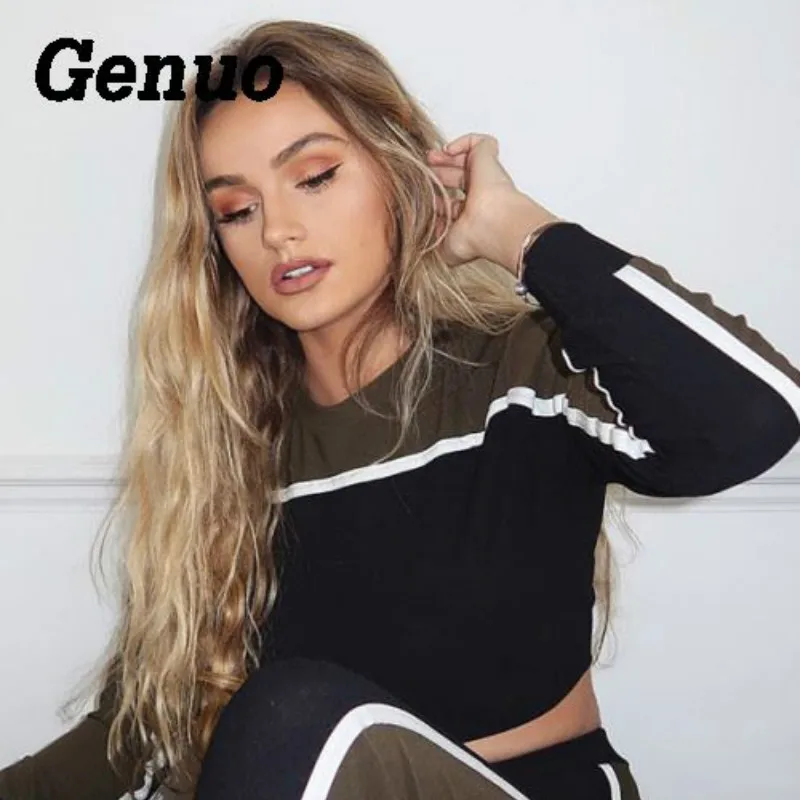 Женский спортивный костюм Genuo комплект из двух предметов с цветными полосками