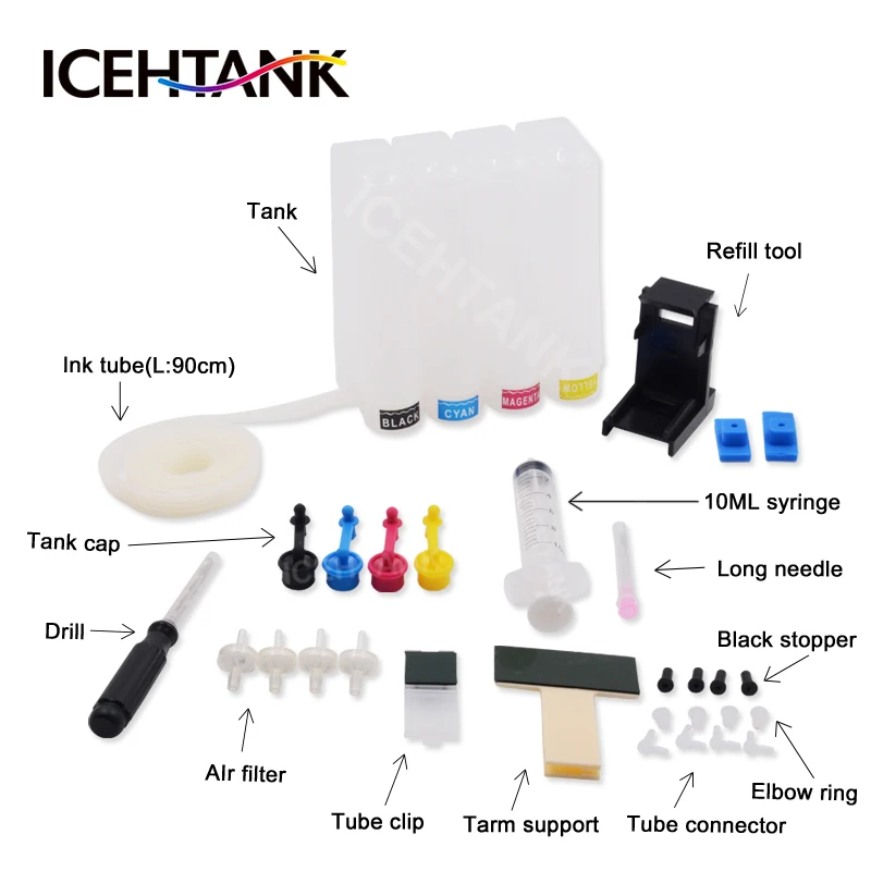 

ICEHTANK Diy Ciss Ink System For HP 300 XL Cartridge Deskjet F4210 F4213 F4230 F4235 F4238 F4240 F4250 F4272 F4273 F4274 Printer